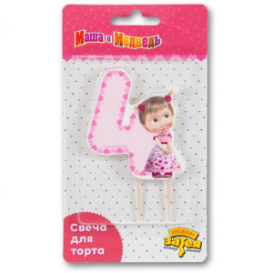 Логотип «Свеча -цифра "4" Маша Сердца 7,5см/V»