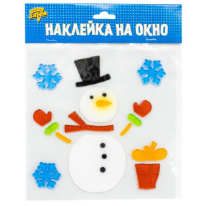 Логотип «Наклейка гелев на окно Снеговик/G»