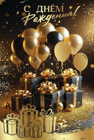 Логотип «Открытка, С Днем Рождения! (шары и подарки), Металлик, 12,2*18,2 см, 10 шт.»