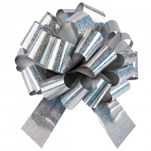 Логотип «Бант Шар, Серебро, Голография, 36 см, 1 шт. в упак.»